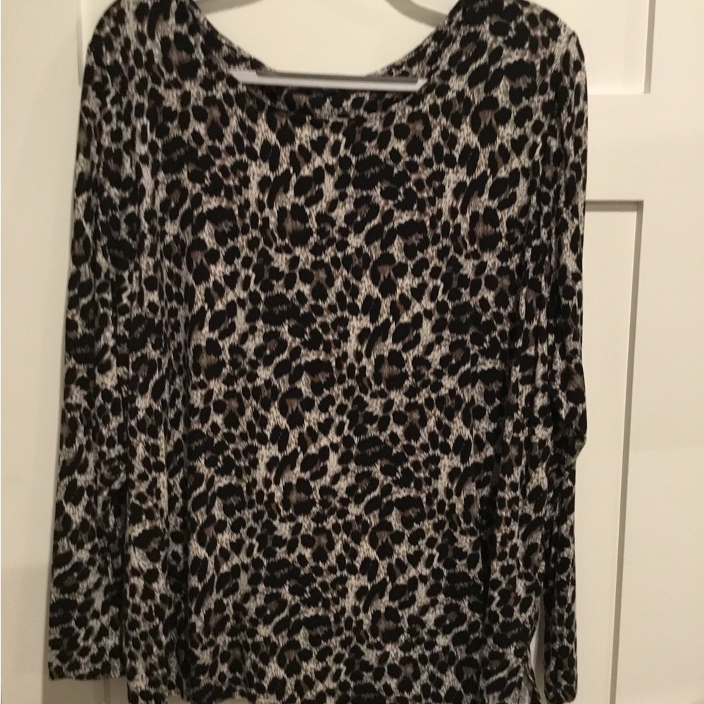 Mario Serrani Black and Gray Long Sleeve Blouse